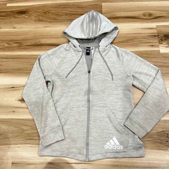 Adidas Grey Zip Up Hoodie Jacket Womens Small - Picture 1 of 3